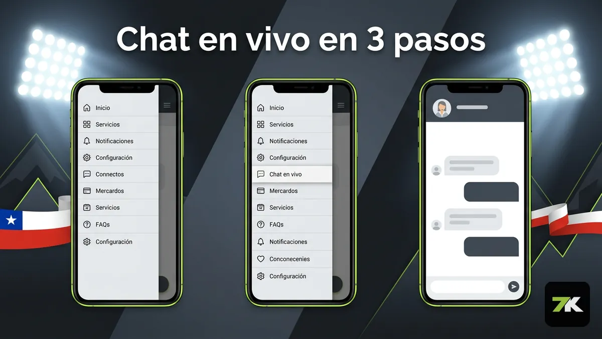 Bet7k Chile: cómo llegar al chat de soporte en vivo desde el menú