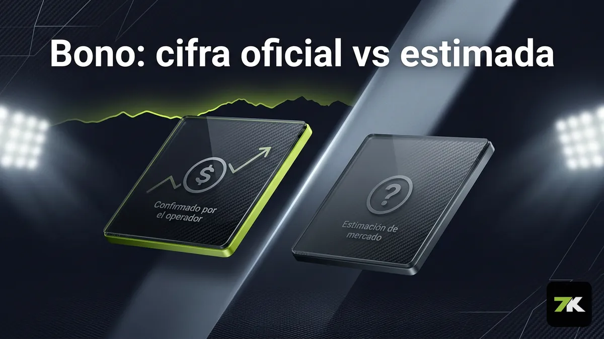 Comparación visual entre el monto del bono de Bet7k confirmado por el operador y la cifra estimada en pesos chilenos que circula en internet