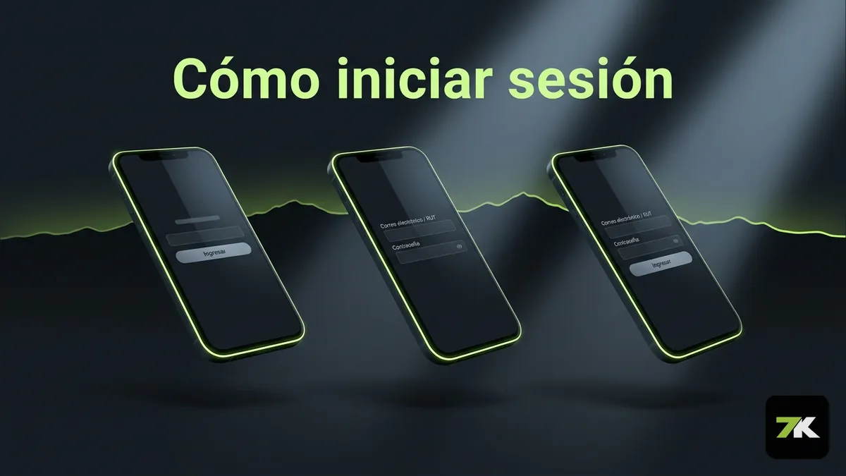 Pasos para iniciar sesión en Bet7k Chile con correo o RUT y contraseña