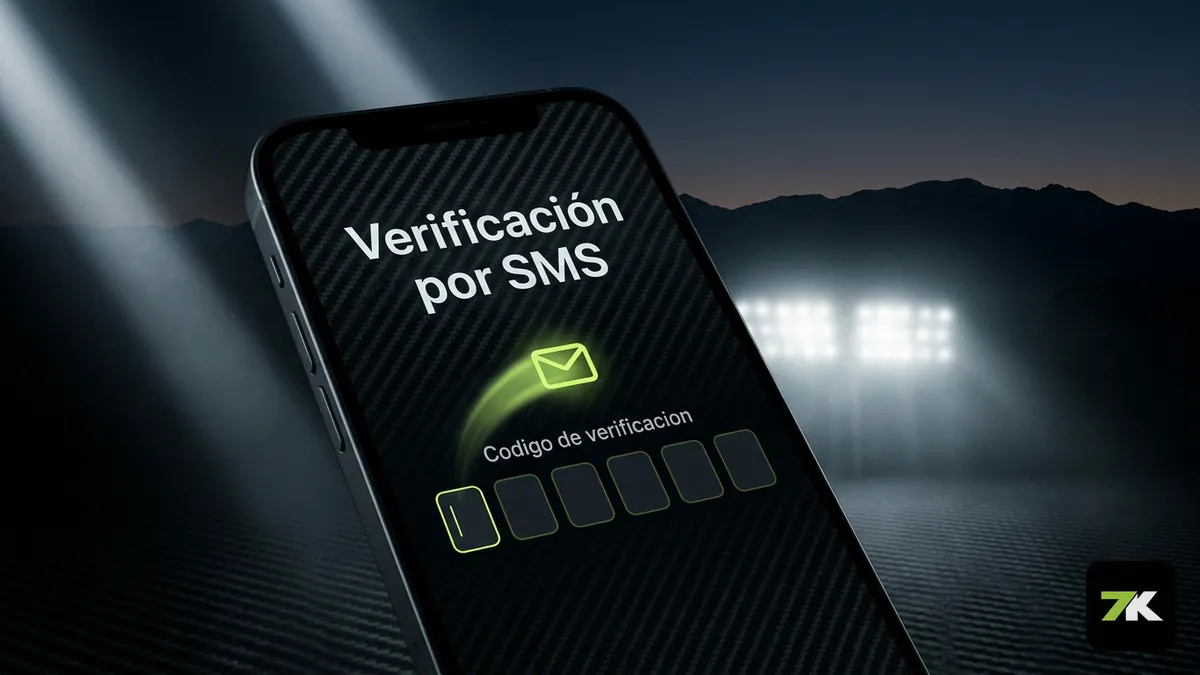 Verificación del teléfono por SMS al registrarse en Bet7k Chile